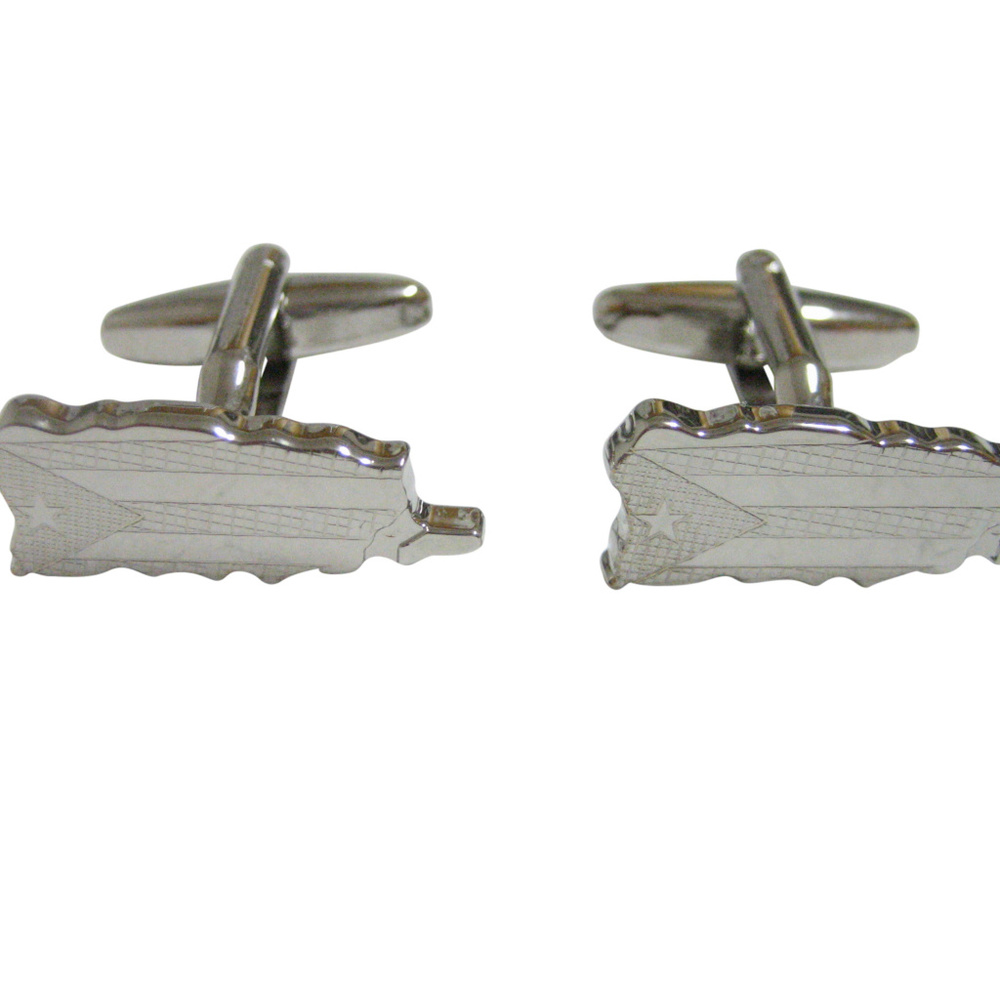 Puerto Rico Map Shape And Flag Design Cufflinks - image 1